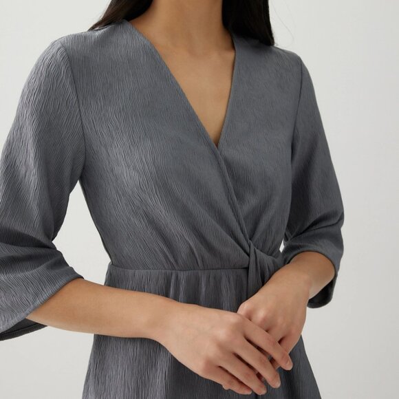 Love Bonito Blue Gray Slate 3/4 Sleeve Dress - Picture 6 of 9